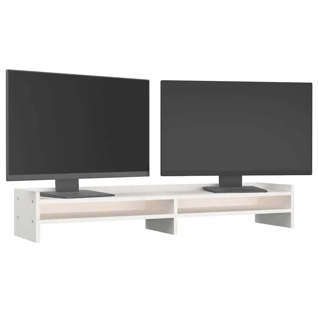 Monitor Stand White Solid Wood Pine 100x24x16cm Desktop Riser
