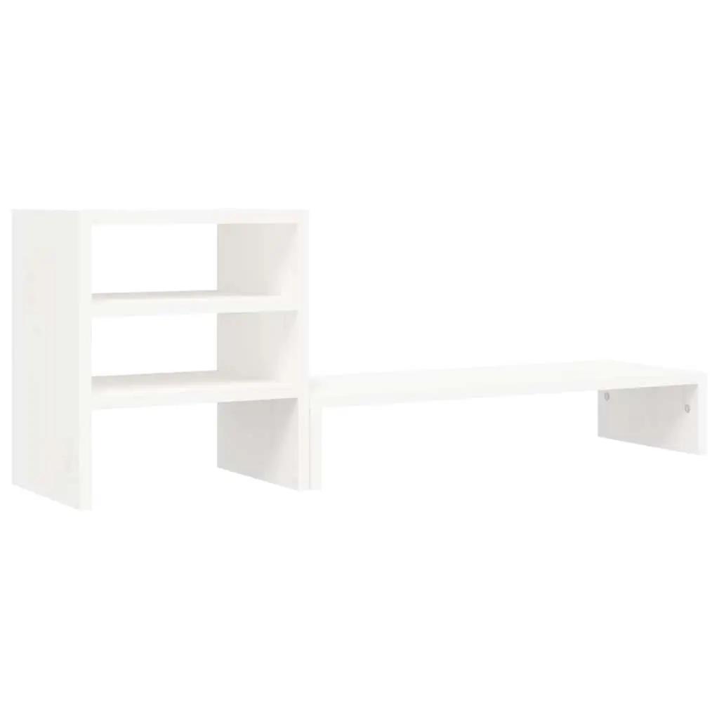 Monitor Stand White Solid Wood Pine Computer Riser Desk Organizer Storage Shelf 81 x 20 x 30 cm
