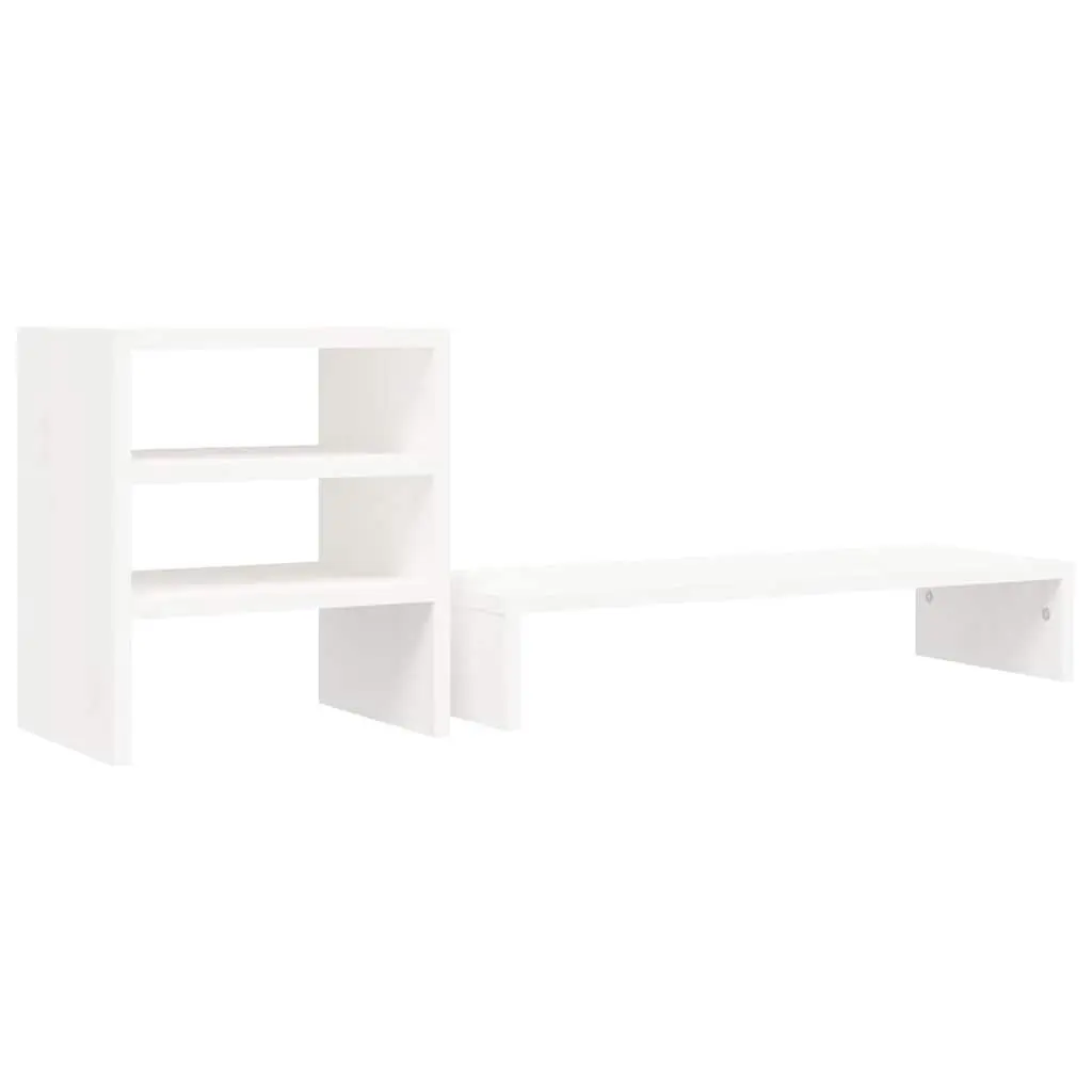 Monitor Stand White Solid Wood Pine Computer Riser Desk Organizer Storage Shelf 81 x 20 x 30 cm