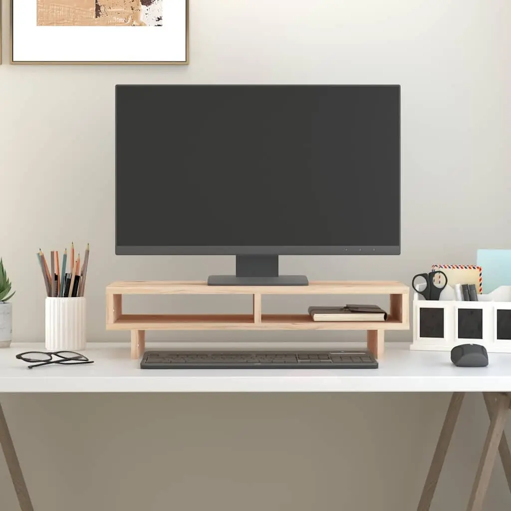 Monitor Stand Workspace Use 60x27x14cm Solid Pine Wood Brown
