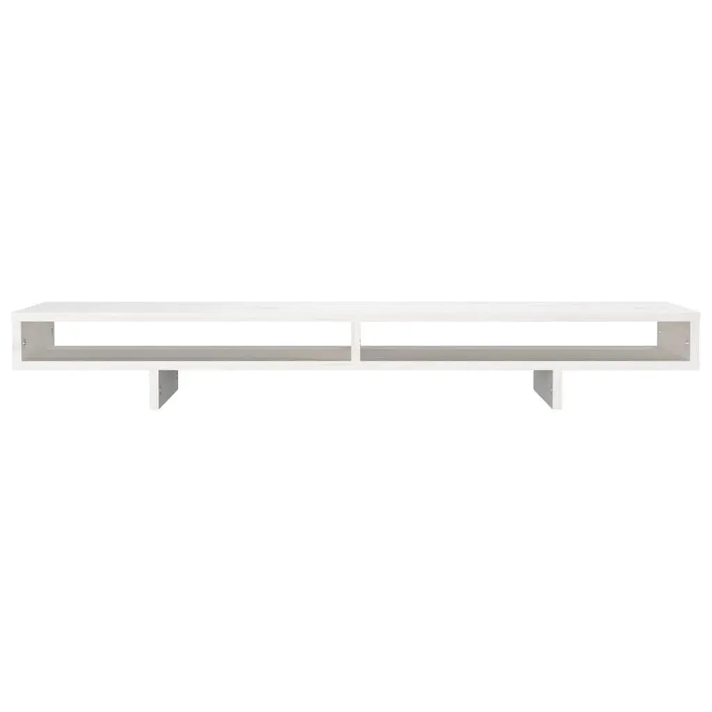 Monitor Stand White Solid Wood Pine Computer Riser Desk Organizer 100cm