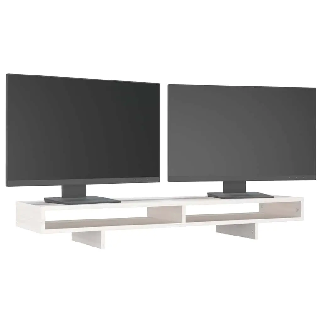 Monitor Stand White Solid Wood Pine Computer Riser Desk Organizer 100cm