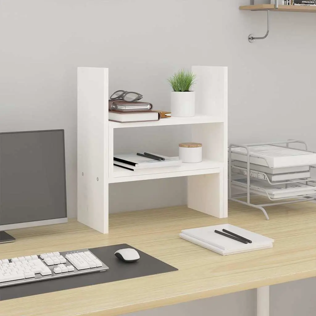 Monitor Stand Adjustable Solid Wood Pine White 39 to 72 cm