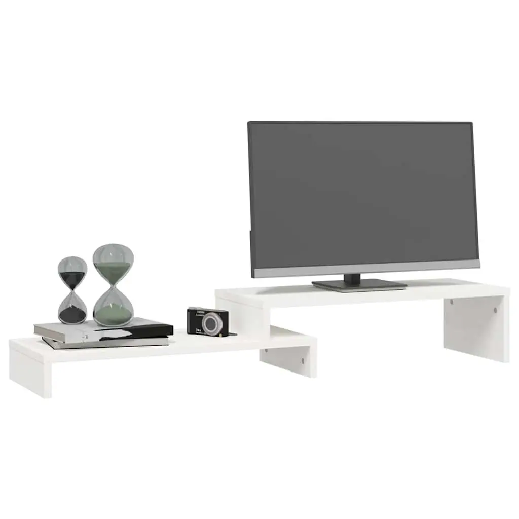 Monitor Stand Adjustable 52-101cm White Pine Riser Storage Computer Desk