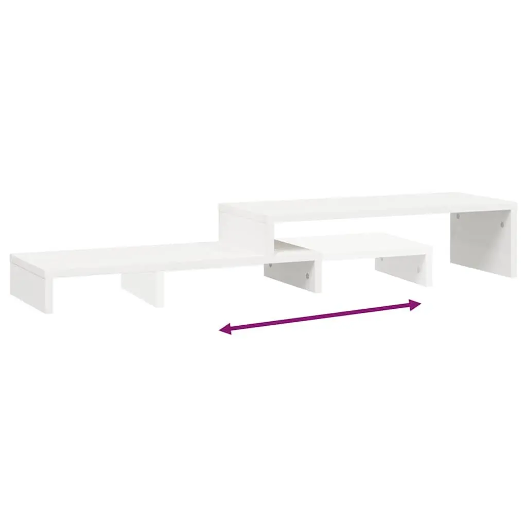 Monitor Stand Adjustable 52-101cm White Pine Riser Storage Computer Desk