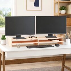 Solid Pine Wood Monitor Stand: Quality Meets Practicality