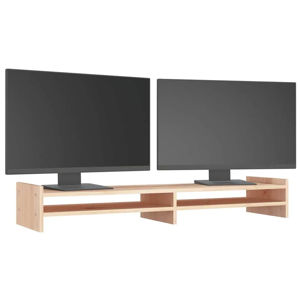Monitor Stand Solid Pine Wood Riser 100x27x15cm Brown