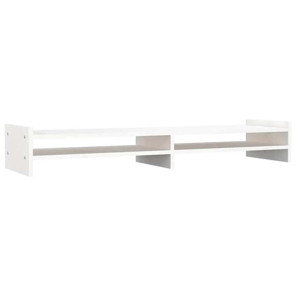 Monitor Stand White Solid Wood Pine Computer Riser 100x27x15 cm