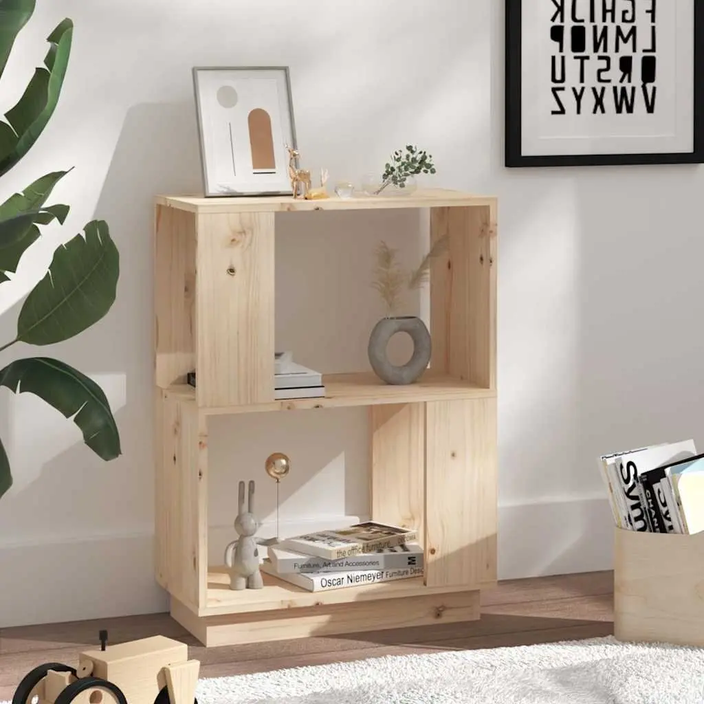 Wooden Bookshelf Storage Organizer Room Divider 51W x 25D x 70H cm Brown Pine