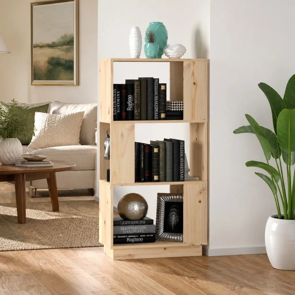 Solid Pine Book Cabinet Room Divider for Storage