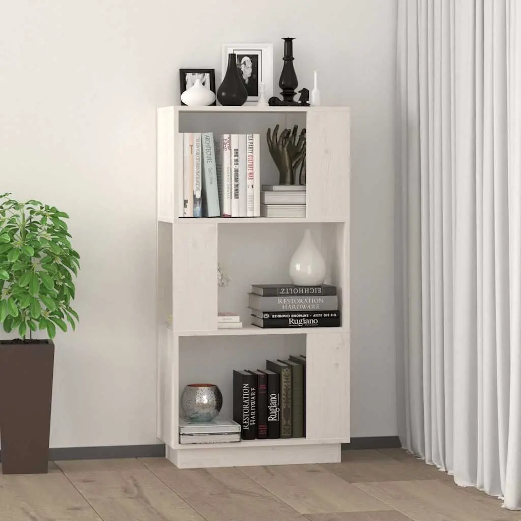 Book Cabinet Room Divider Storage 51 x 25 x 101 cm White Solid Pine Wood