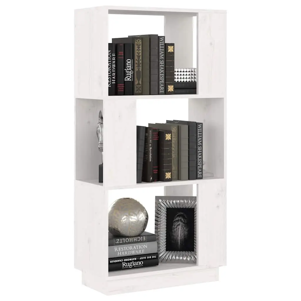 Book Cabinet Room Divider Storage 51 x 25 x 101 cm White Solid Pine Wood
