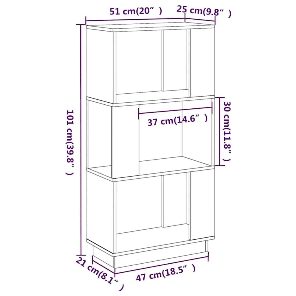 Book Cabinet Room Divider Storage 51 x 25 x 101 cm White Solid Pine Wood