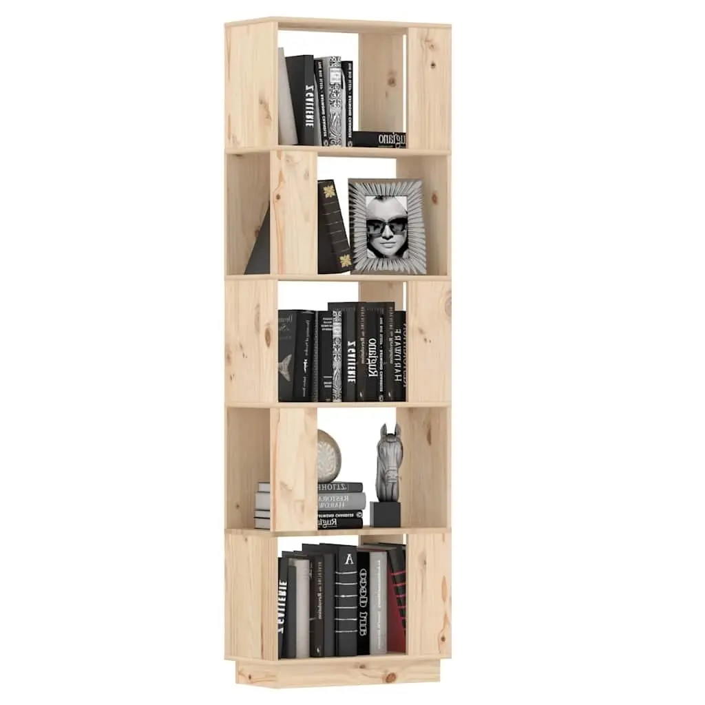 Solid Wood Pine Book Cabinet Room Divider Bookshelf Storage 51x25x163.5cm Brown