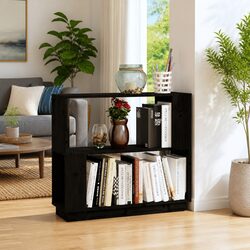Black Solid Pine Wood Book Cabinet with Versatile Use