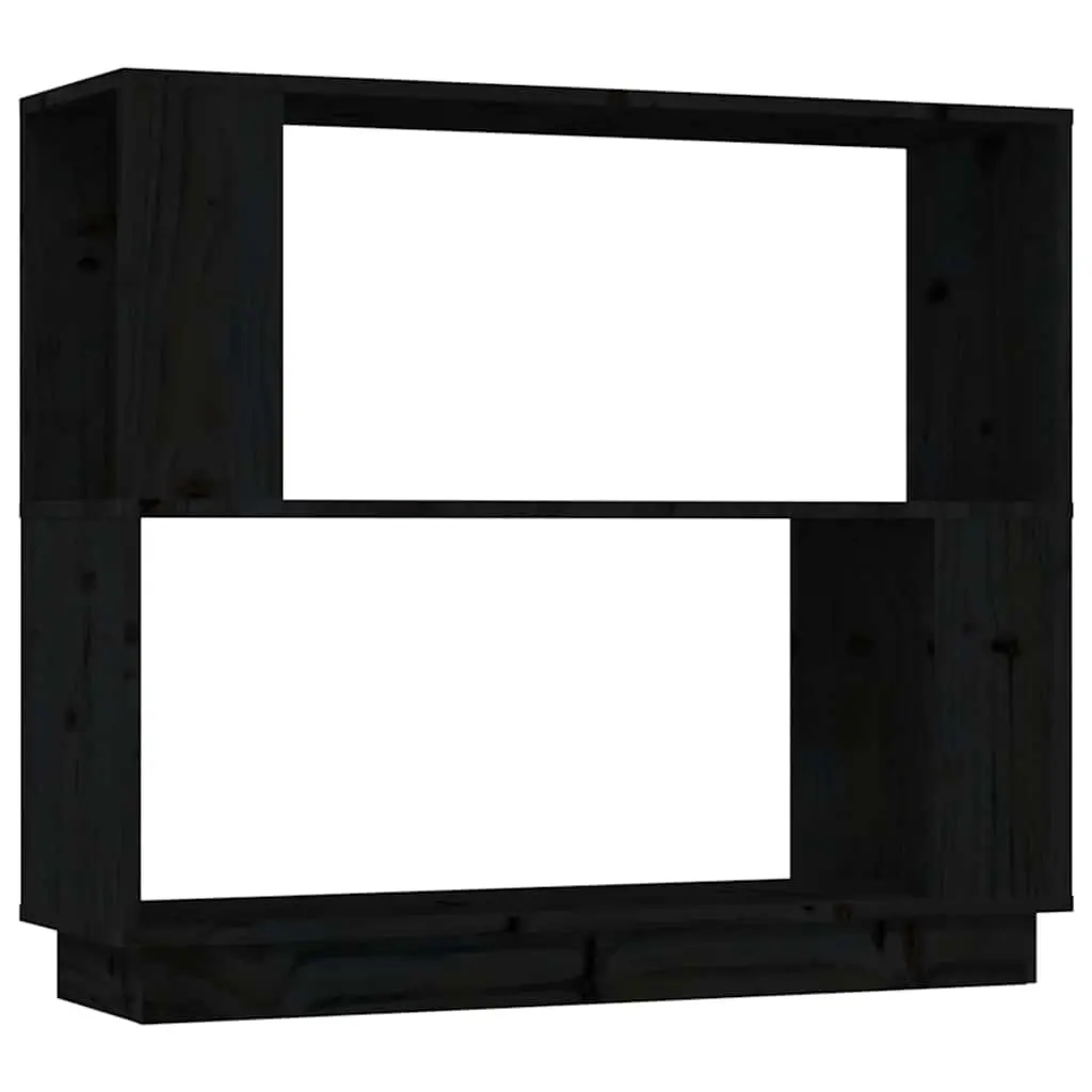 Book Cabinet Room Divider Storage 80W x 25D x 70H cm Black Solid Pine Wood