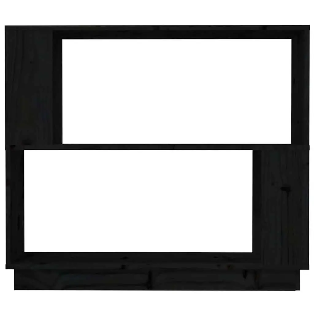Book Cabinet Room Divider Storage 80W x 25D x 70H cm Black Solid Pine Wood