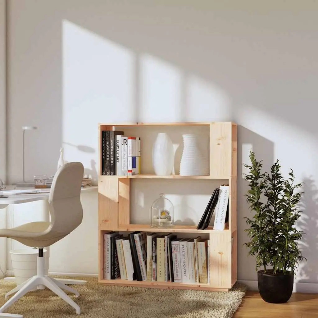 Book Cabinet Room Divider Storage 80x25x101cm Solid Pine Wood Brown