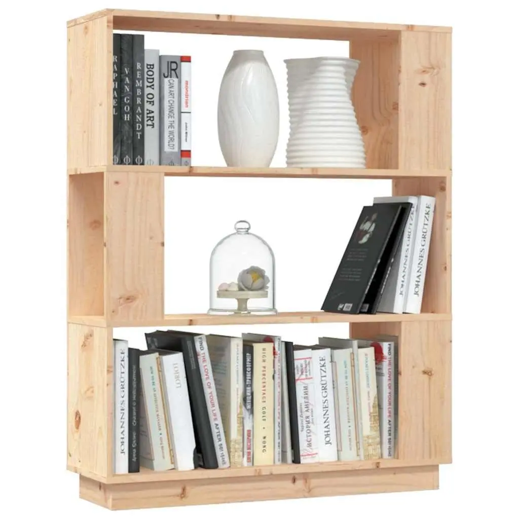 Book Cabinet Room Divider Storage 80x25x101cm Solid Pine Wood Brown