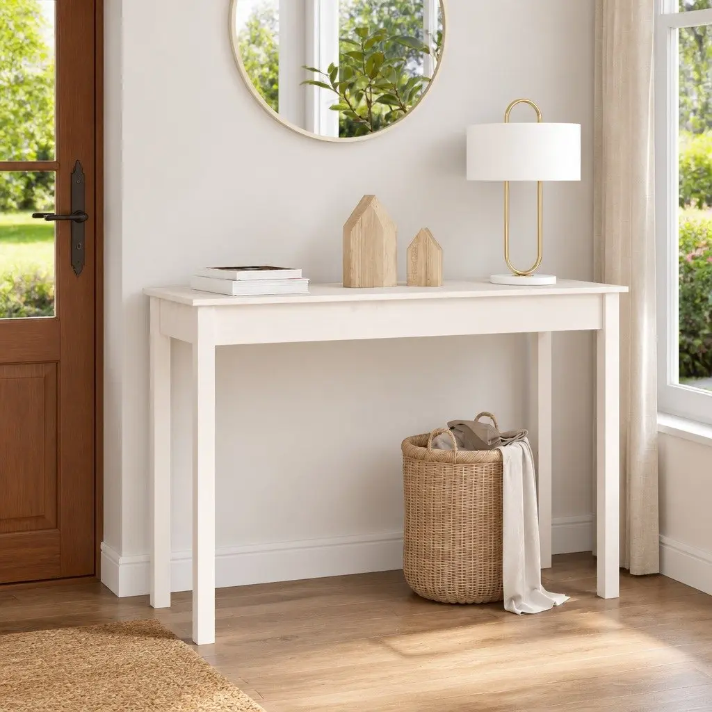 Console Table White 110x40x75 cm Wooden Accent Display Furniture