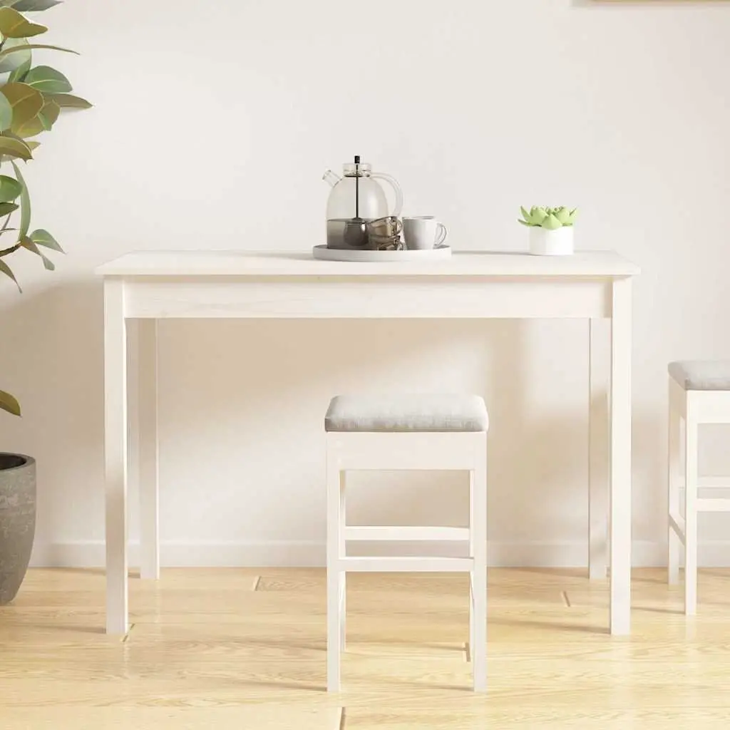 Dining Table White 110x55x75 cm Solid Pine Wood Kitchen Dining Room Furniture