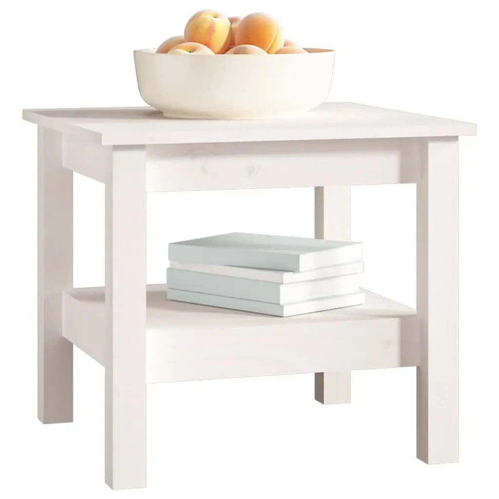Coffee Table Solid Pine Wood Living Room 45x45x40cm White