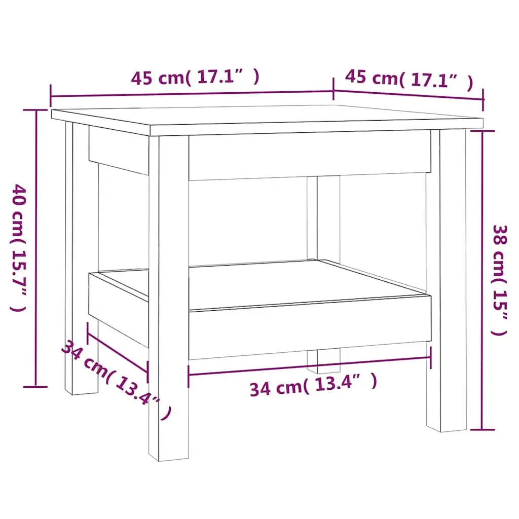Coffee Table Solid Pine Wood Living Room 45x45x40cm White