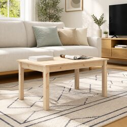 Reliable Brown Coffee Table: Solid Pine Wood Construction