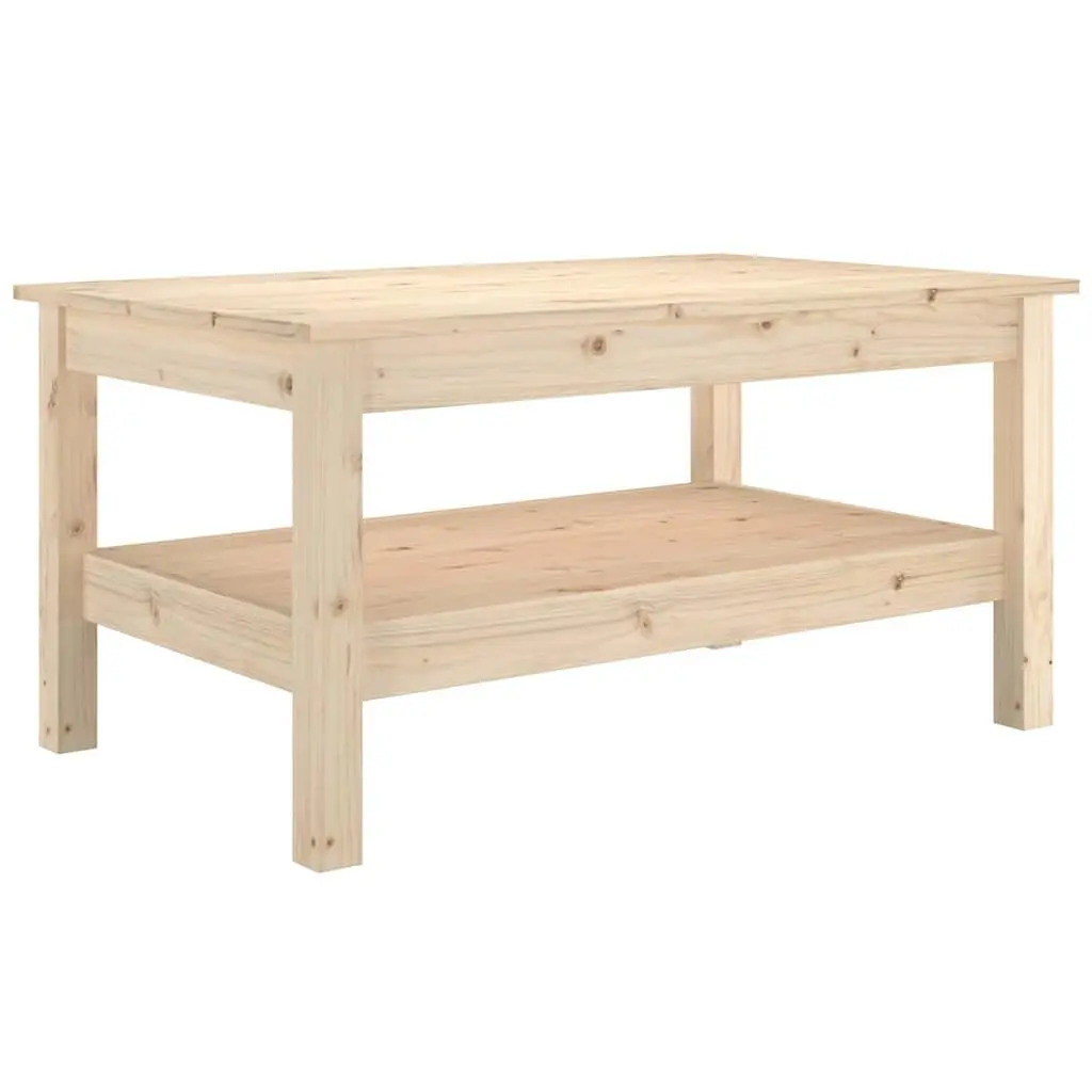 Solid Wood Pine Coffee Table Brown Wooden Living Room Furniture Storage Shelf
