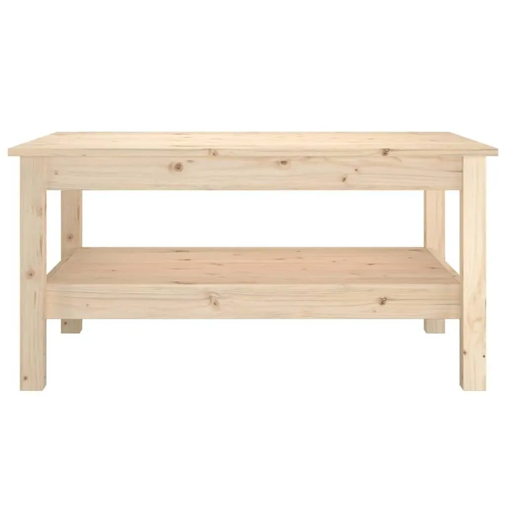 Solid Wood Pine Coffee Table Brown Wooden Living Room Furniture Storage Shelf