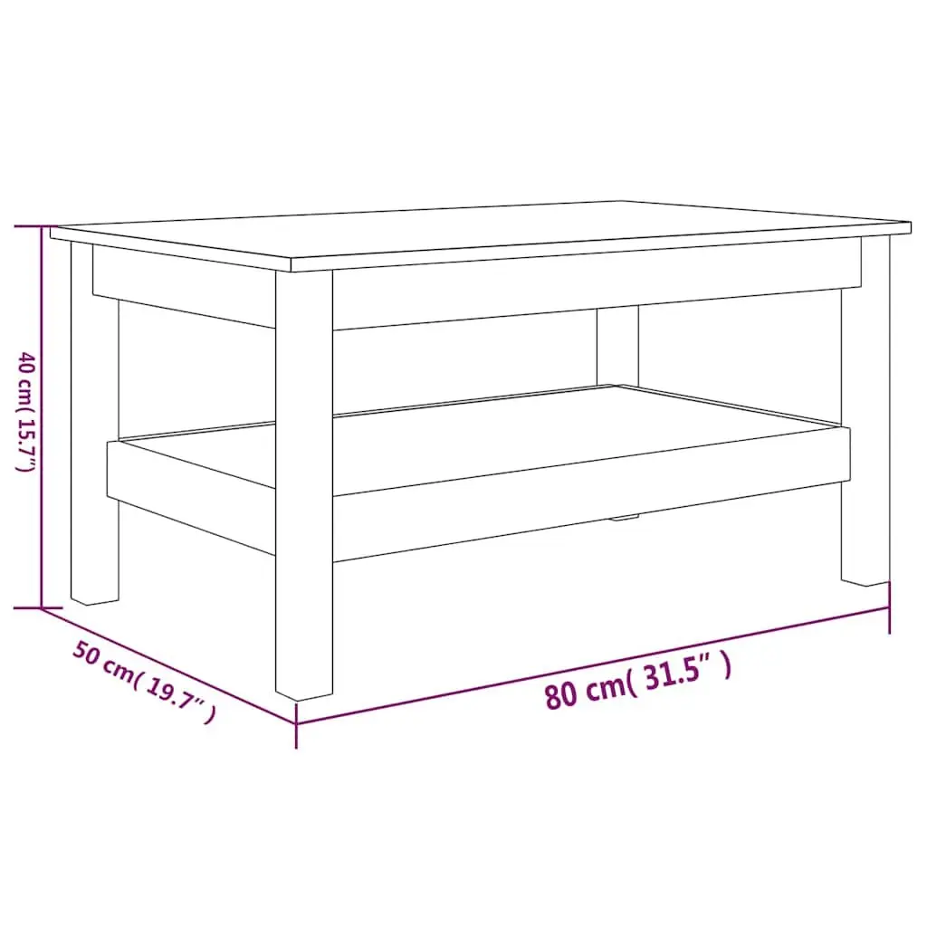 Solid Wood Pine Coffee Table Brown Wooden Living Room Furniture Storage Shelf