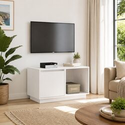 Reliable White TV Cabinet Made from Solid Pine Wood