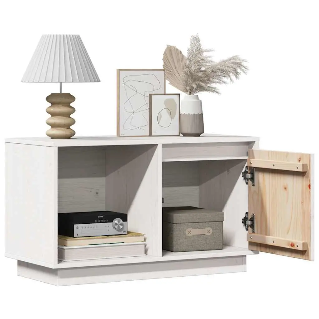 White TV Cabinet Made from Solid Pine Wood