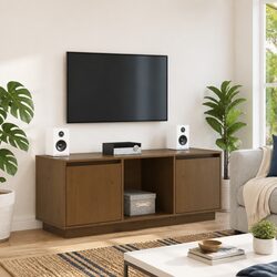 Reliable Solid Pine Wood TV Cabinet for Media Needs
