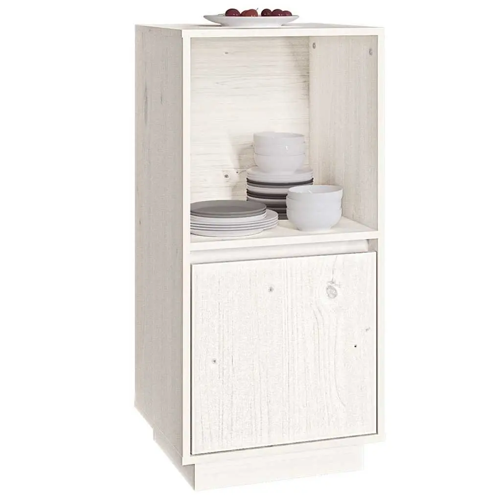 Sideboard Cabinet Storage Buffet Solid Pine Wood Modern Style 38 x 35 x 80 cm White