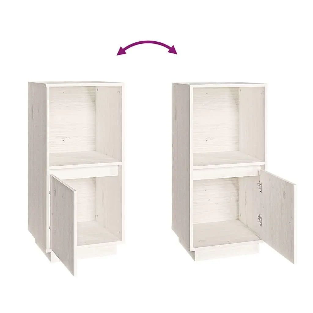 Sideboard Cabinet Storage Buffet Solid Pine Wood Modern Style 38 x 35 x 80 cm White