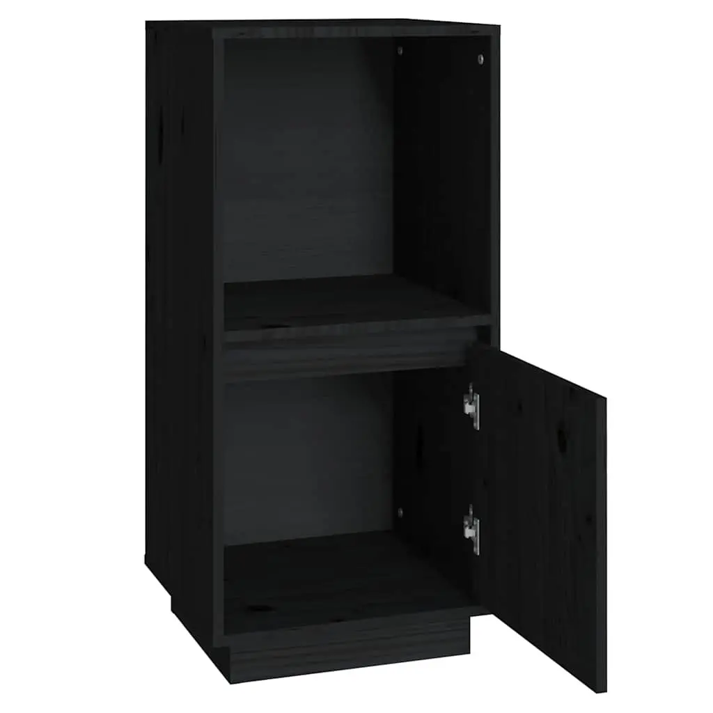 Sideboard Cabinet Storage Buffet Solid Pine Wood Modern Living Room Black 38W x 35D x 80H cm