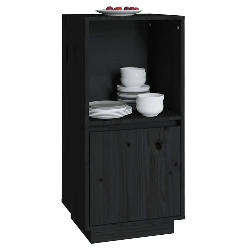 Sideboard Cabinet Storage Buffet Solid Pine Wood Modern Living Room Black 38W x 35D x 80H cm