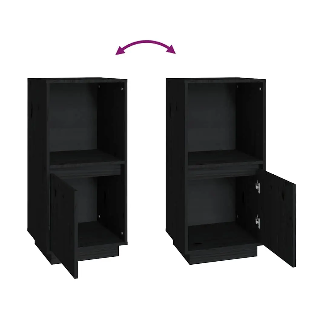 Sideboard Cabinet Storage Buffet Solid Pine Wood Modern Living Room Black 38W x 35D x 80H cm