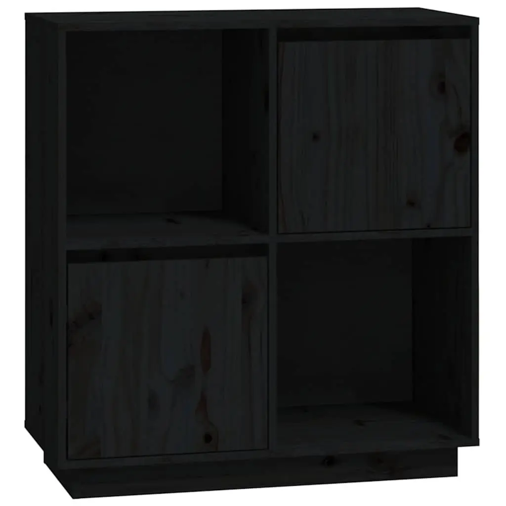 Sideboard Storage Cabinet Solid Wood Pine Black 74x35x80 cm 2 Doors 2 Compartments