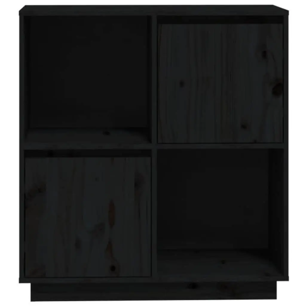 Sideboard Storage Cabinet Solid Wood Pine Black 74x35x80 cm 2 Doors 2 Compartments