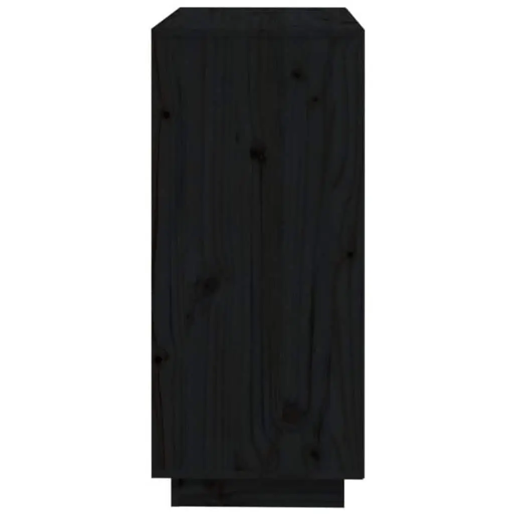 Sideboard Storage Cabinet Solid Wood Pine Black 74x35x80 cm 2 Doors 2 Compartments