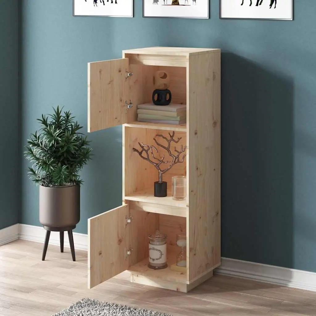 Solid Pine Highboard Cabinet for Organizing 38x35x117cm