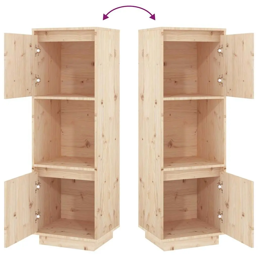 Solid Pine Highboard Cabinet for Organizing 38x35x117cm