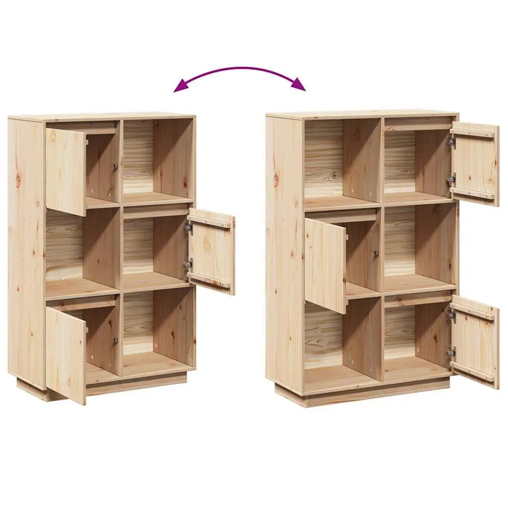 Wooden Highboard Storage Cabinet Organising Display 74 x 35 x 117 cm Brown Solid Pine