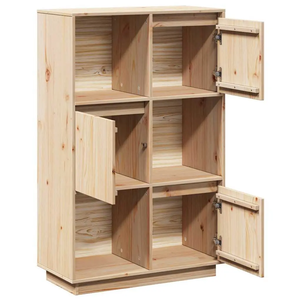 Wooden Highboard Storage Cabinet Organising Display 74 x 35 x 117 cm Brown Solid Pine