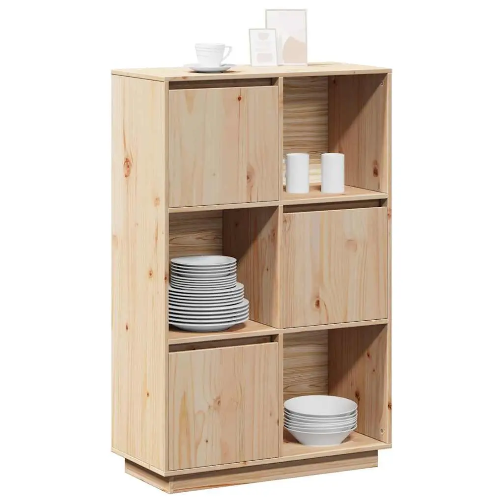 Wooden Highboard Storage Cabinet Organising Display 74 x 35 x 117 cm Brown Solid Pine