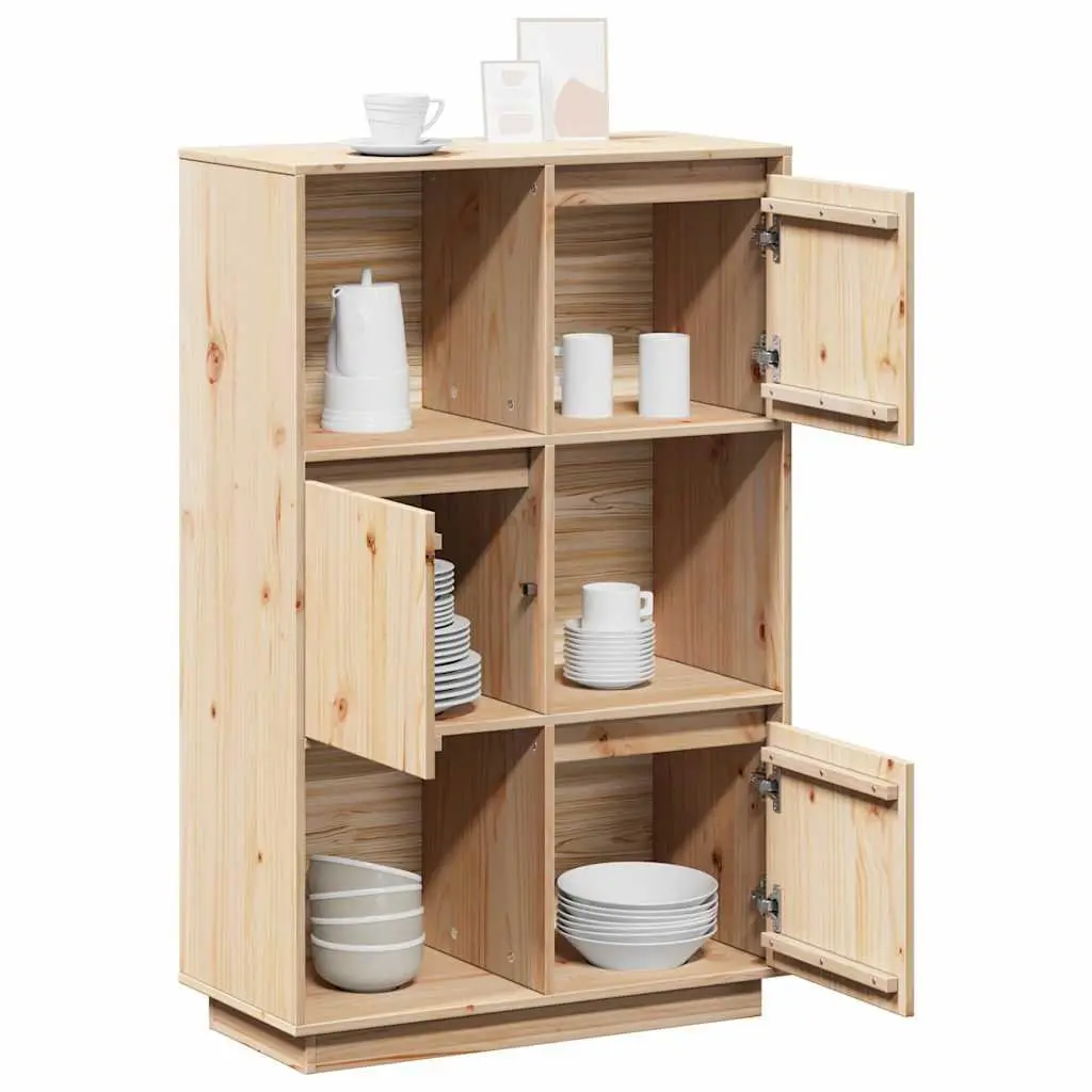 Wooden Highboard Storage Cabinet Organising Display 74 x 35 x 117 cm Brown Solid Pine