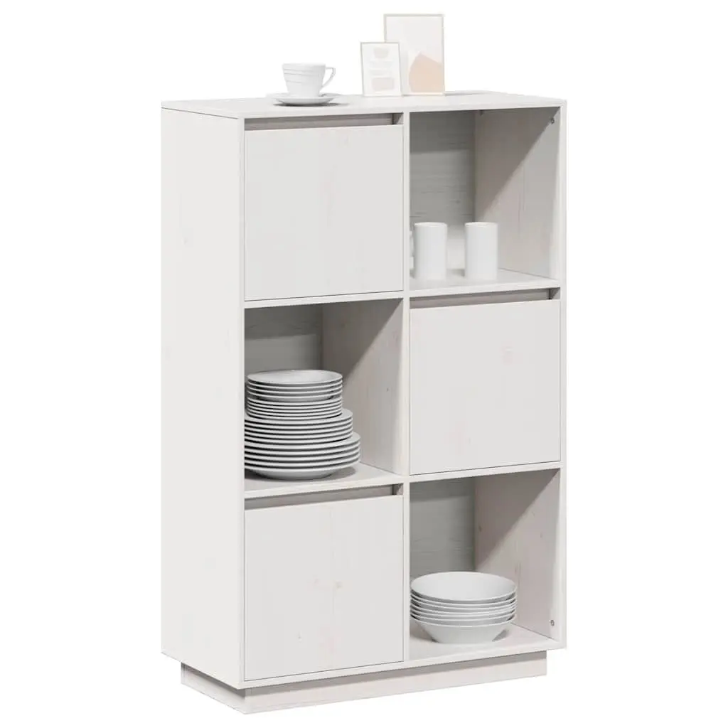 Highboard White Solid Pine Wood Storage Cabinet Sideboard Cupboard 74x35x117cm