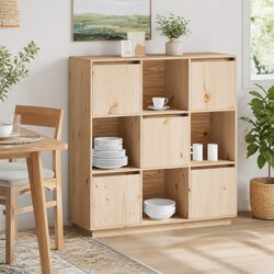 Warm Wooden Highboard Cabinet 110.5x35x117cm